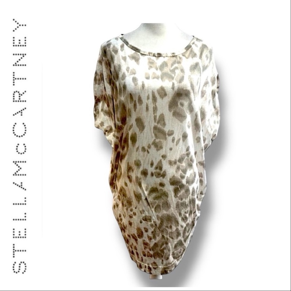 STELLA MCCARTNEY Taupe & cream Cheetah Print Tunic Top with Boat Neckline NWT M - Picture 13 of 13